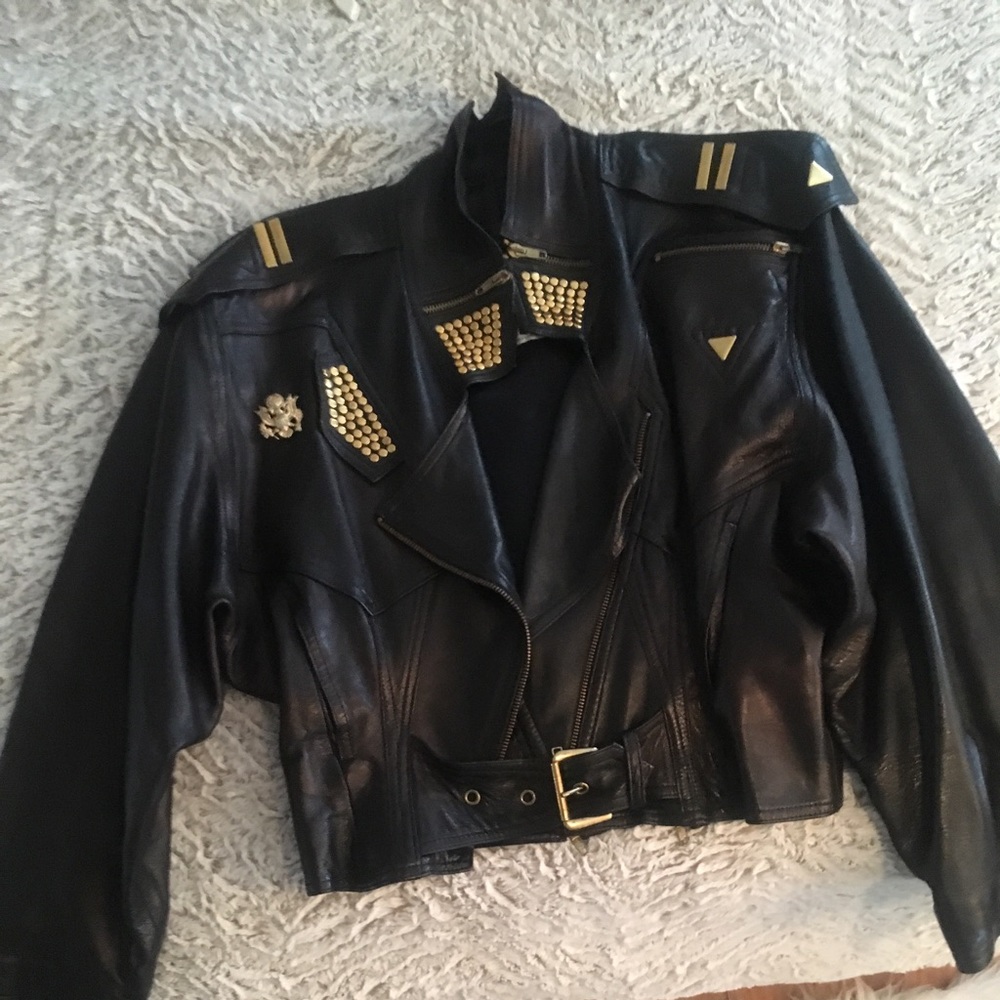Vintage leather studded jacket